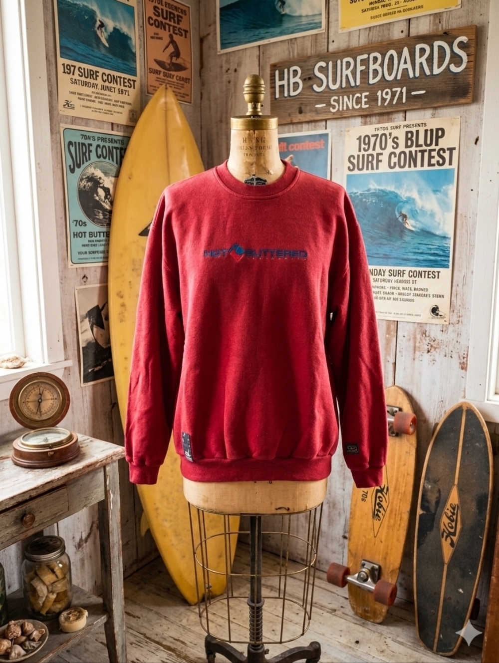 VINTAGE Hot Buttered Surfboards Graphic Crewneck - Australia / Brazil
